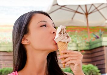lactose intolerant doomer girl regrets eating ice cream. milk