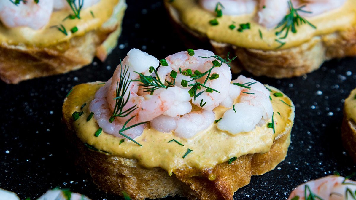 The Prettiest Shrimp Toast Recipe (with Kimchi mayo!)